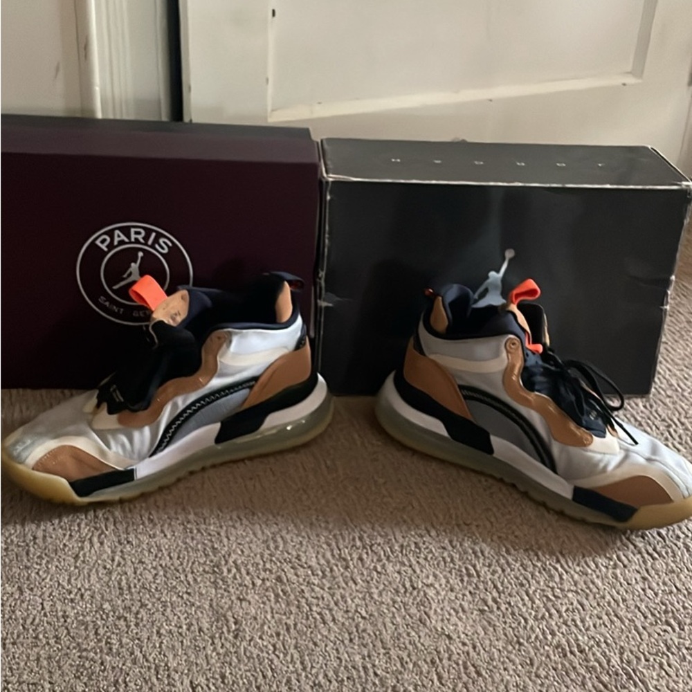 Jordan Sneakers in White, Black, and Tan